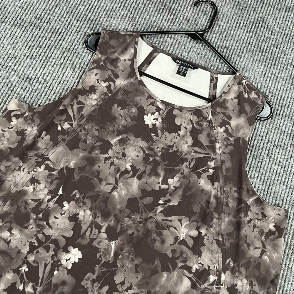 Athleta Tank Top Womens XL Black Floral Sleeveless Stretch Yoga Training Active
